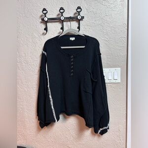 POL Black Sweater with White Stitching